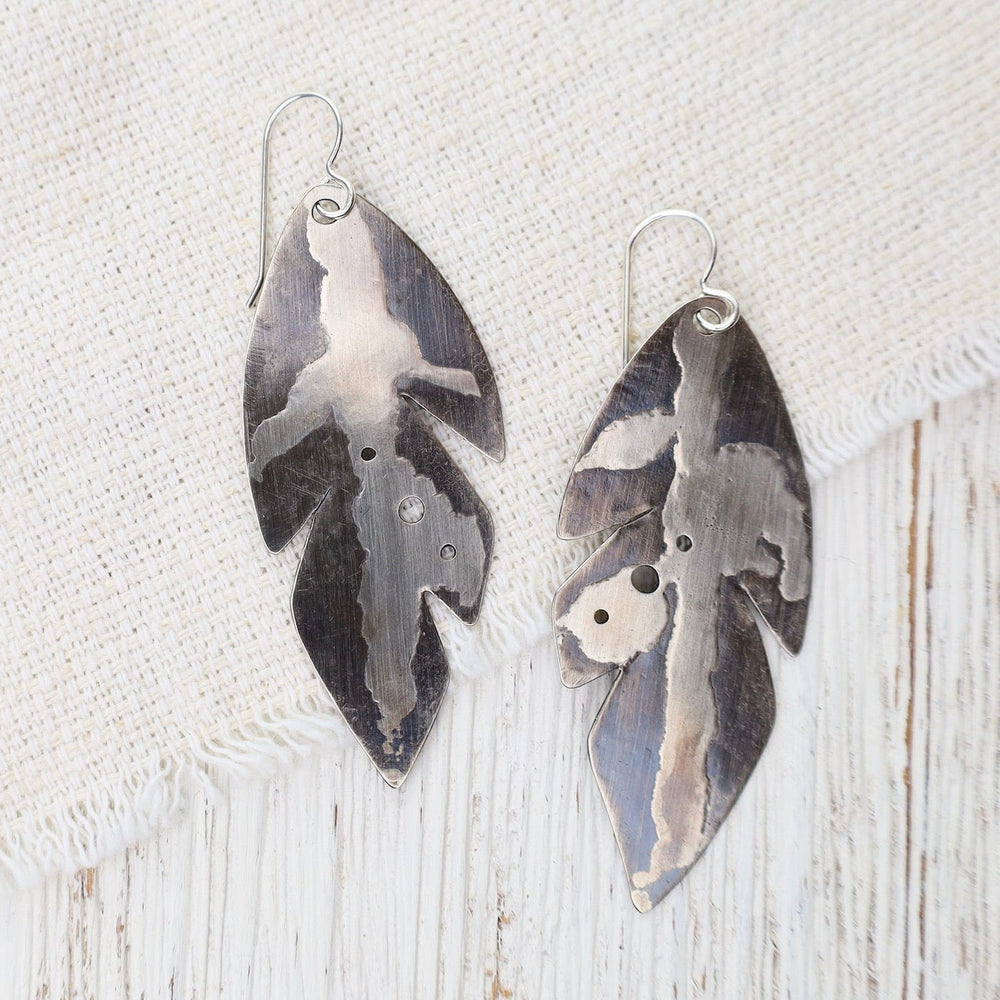 EAR Large Silver Leaf Earrings