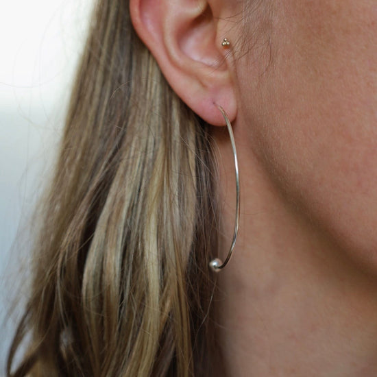 EAR Large Sterling Silver Hoop with Ball