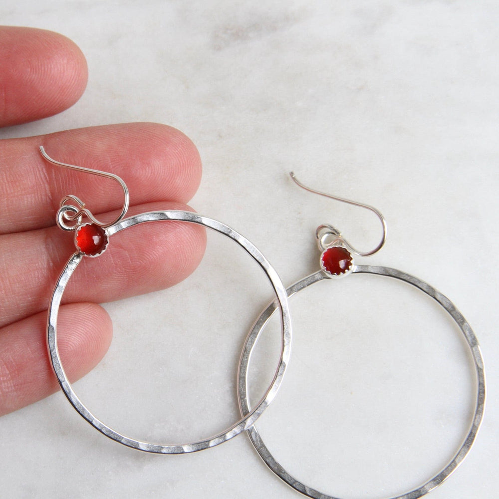 
                  
                    EAR Large Sterling Silver Hoops with Carnelian Earring
                  
                