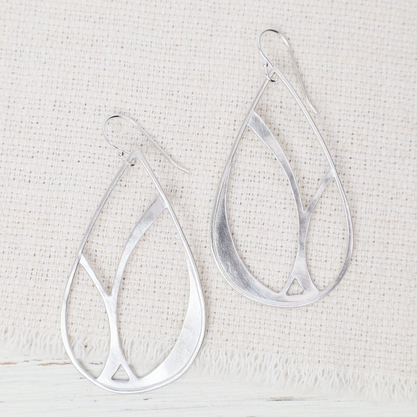 EAR Large Teardrop Earrings with Tree Silhouette