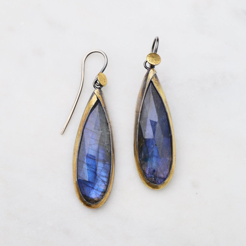 EAR Large Teardrop Fold Earrings in Labradorite