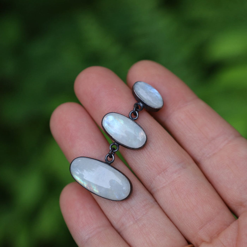 
                      
                        EAR Large Triple Oval Cabochon Rainbow Moonstone Earrings
                      
                    