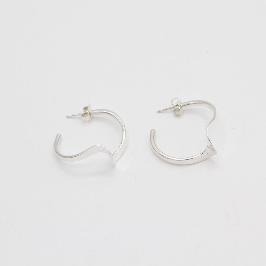 EAR Large Twist Silver Hoop