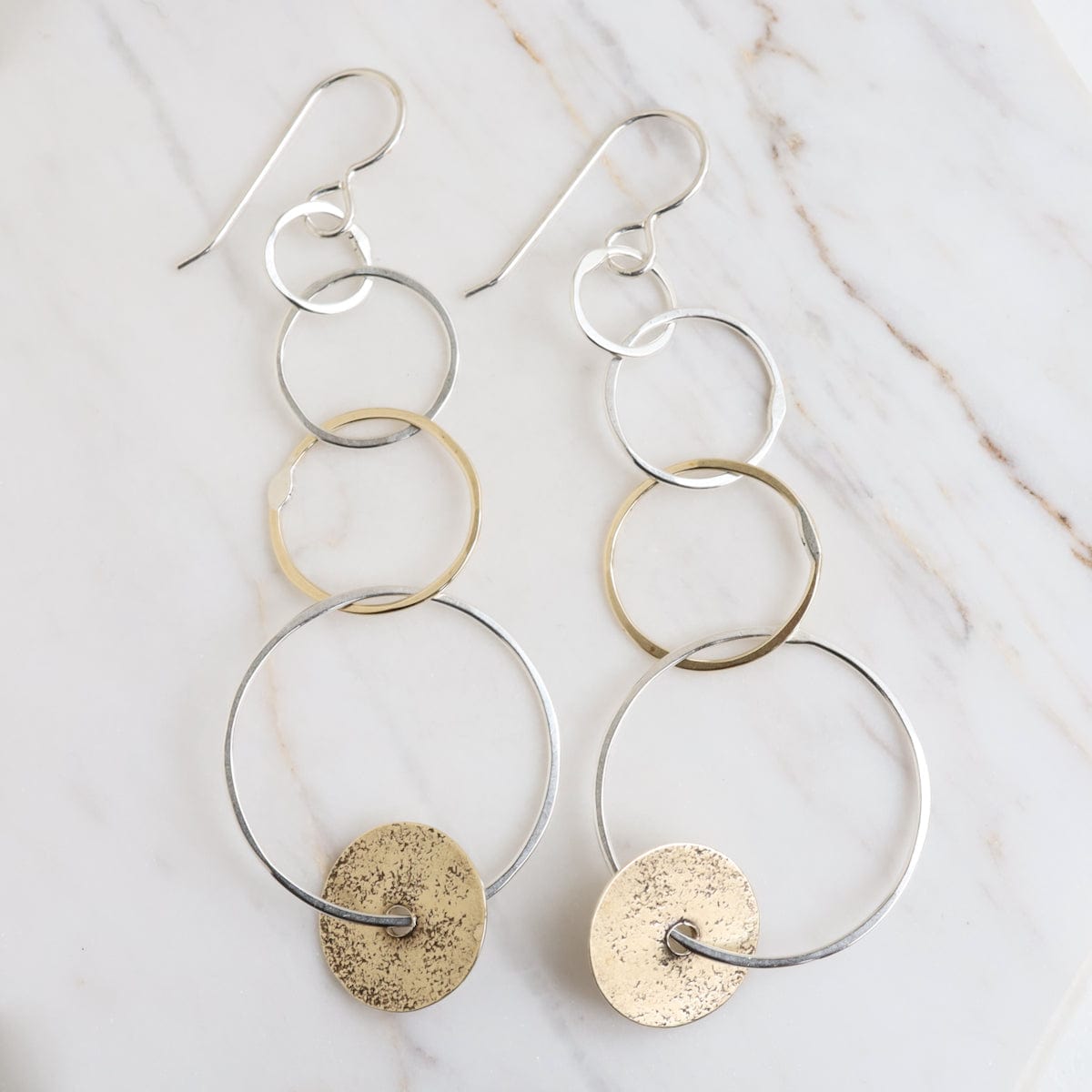 EAR Linky Hoop With Brass Disc Earring