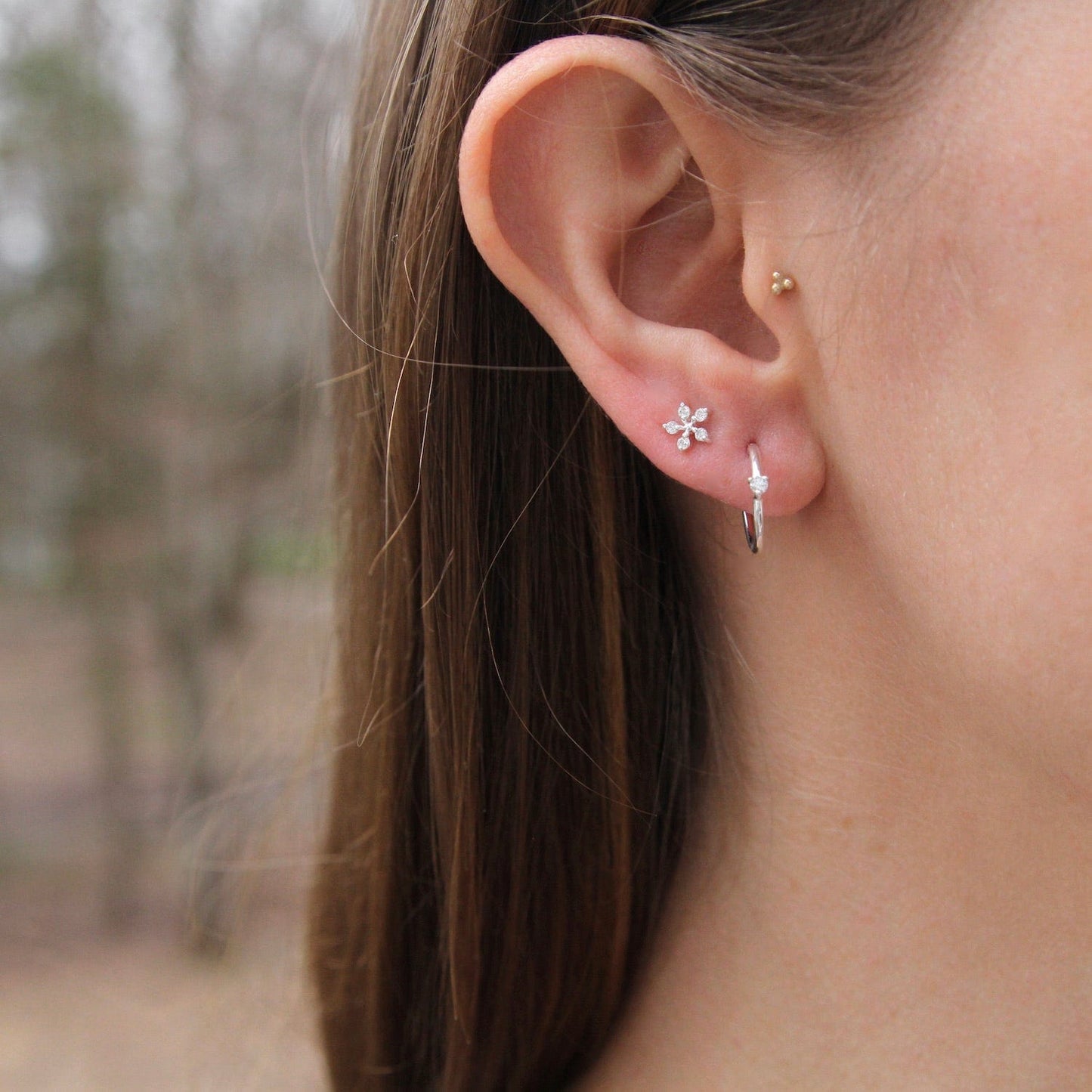 EAR Little Hoop on Post with CZ