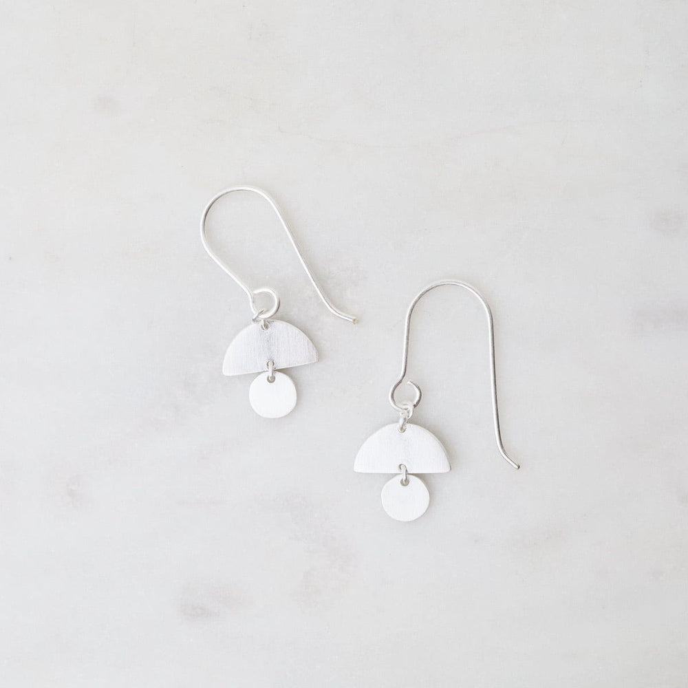 EAR Little Mod 2 Shape Drop Earrings - Brushed Sterling Silver