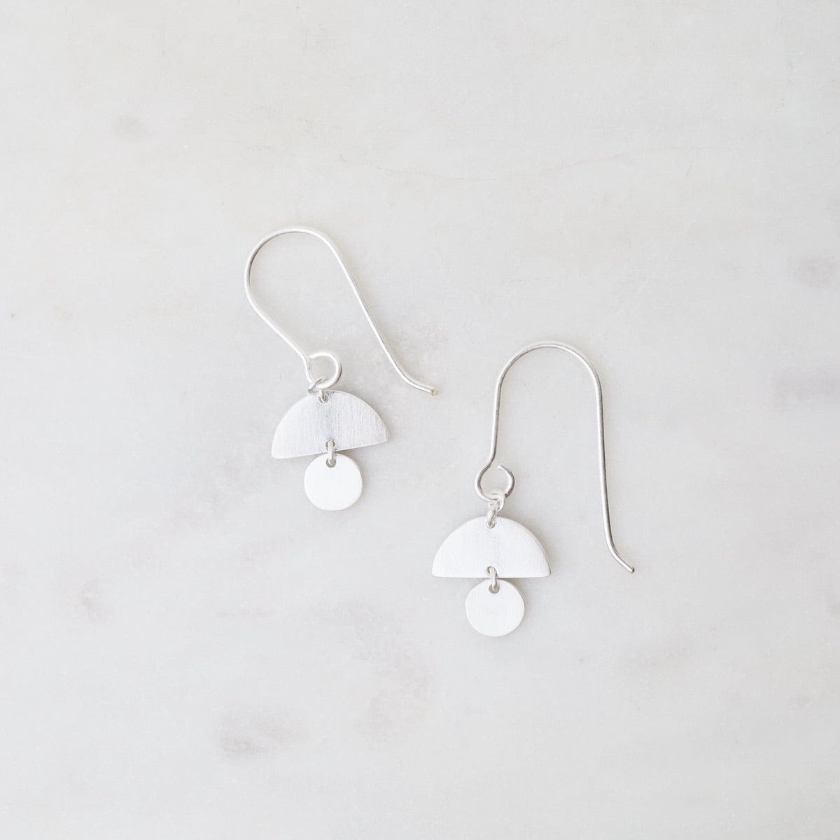 EAR Little Mod 2 Shape Drop Earrings - Brushed Sterling Silver