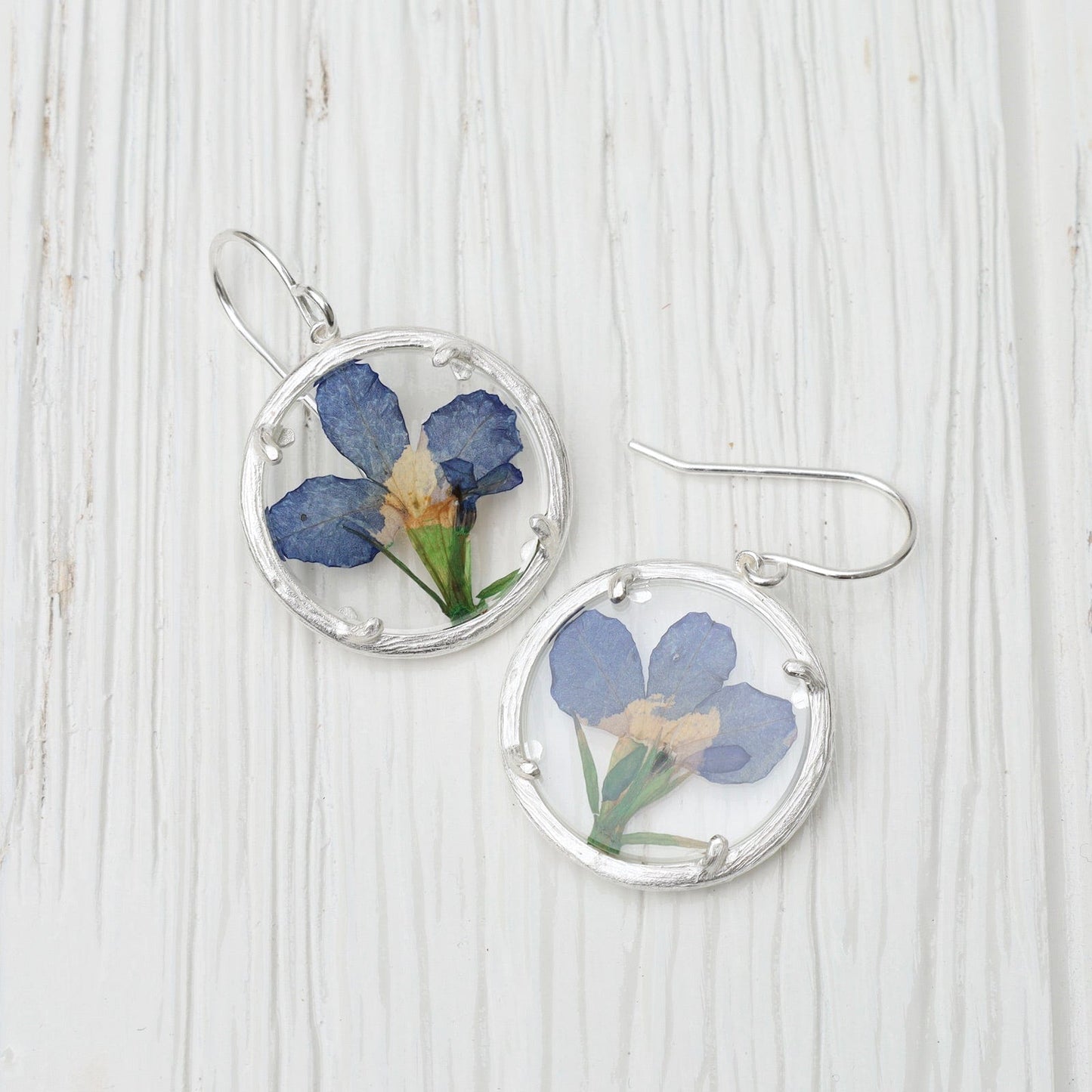 EAR Lobelia Small Glass Botanical Earrings - Recycled Sterling Silver