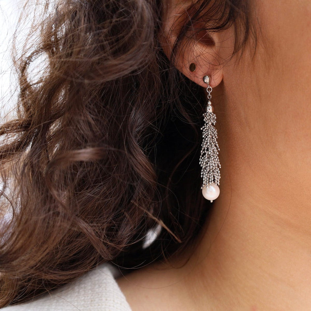 
                      
                        EAR Long Graduated Fuzzy Drop Earrings with Pearl
                      
                    