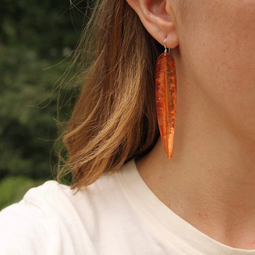 
                  
                    EAR Long Hammered Copper Leaf Earrings
                  
                