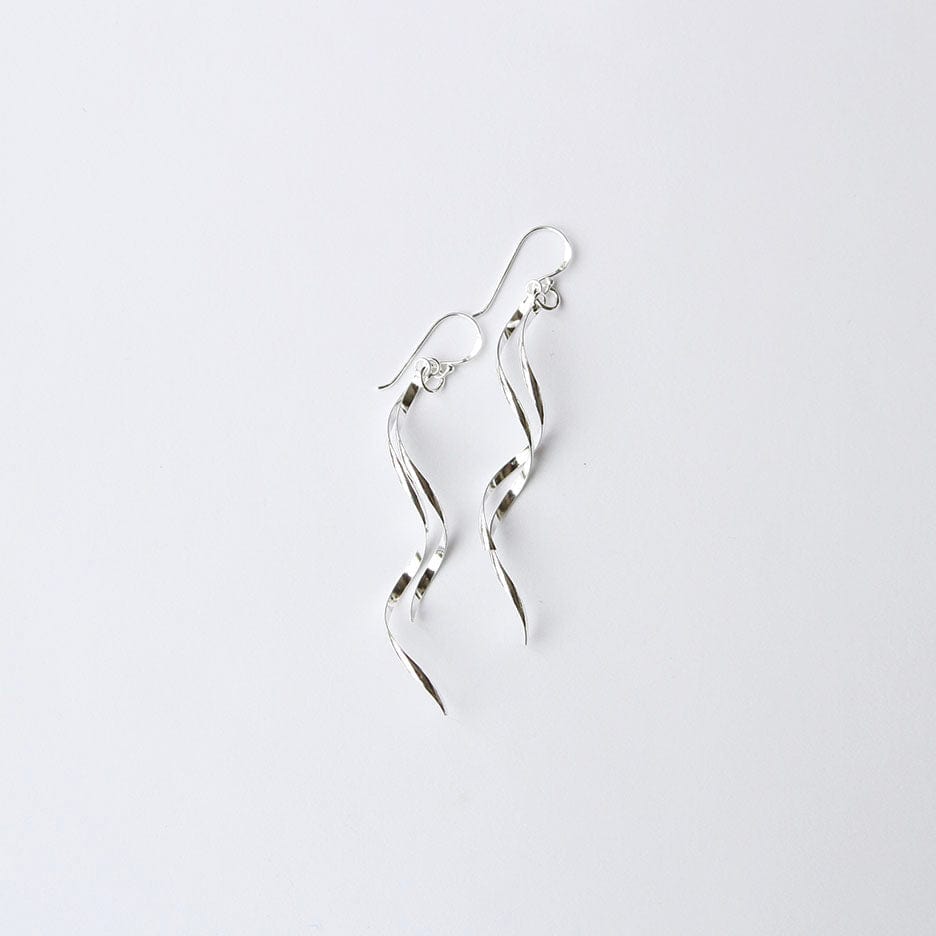 EAR Long Silver Swirls Earring