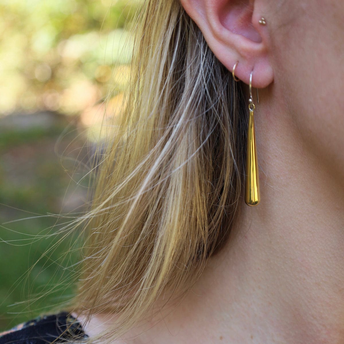 EAR Long Solid Brass Conical Dangle Earrings