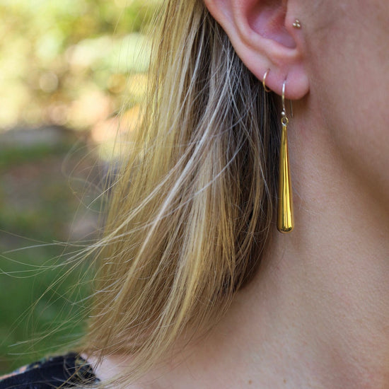 EAR Long Solid Brass Conical Dangle Earrings
