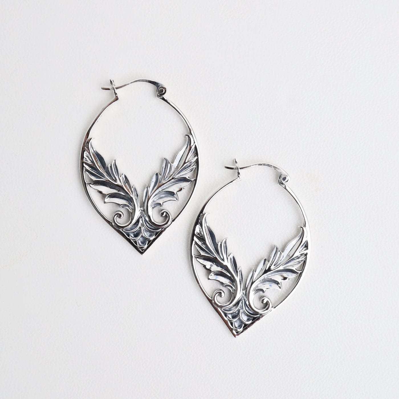 EAR Lotus Petal Hoops with Inside Leaves