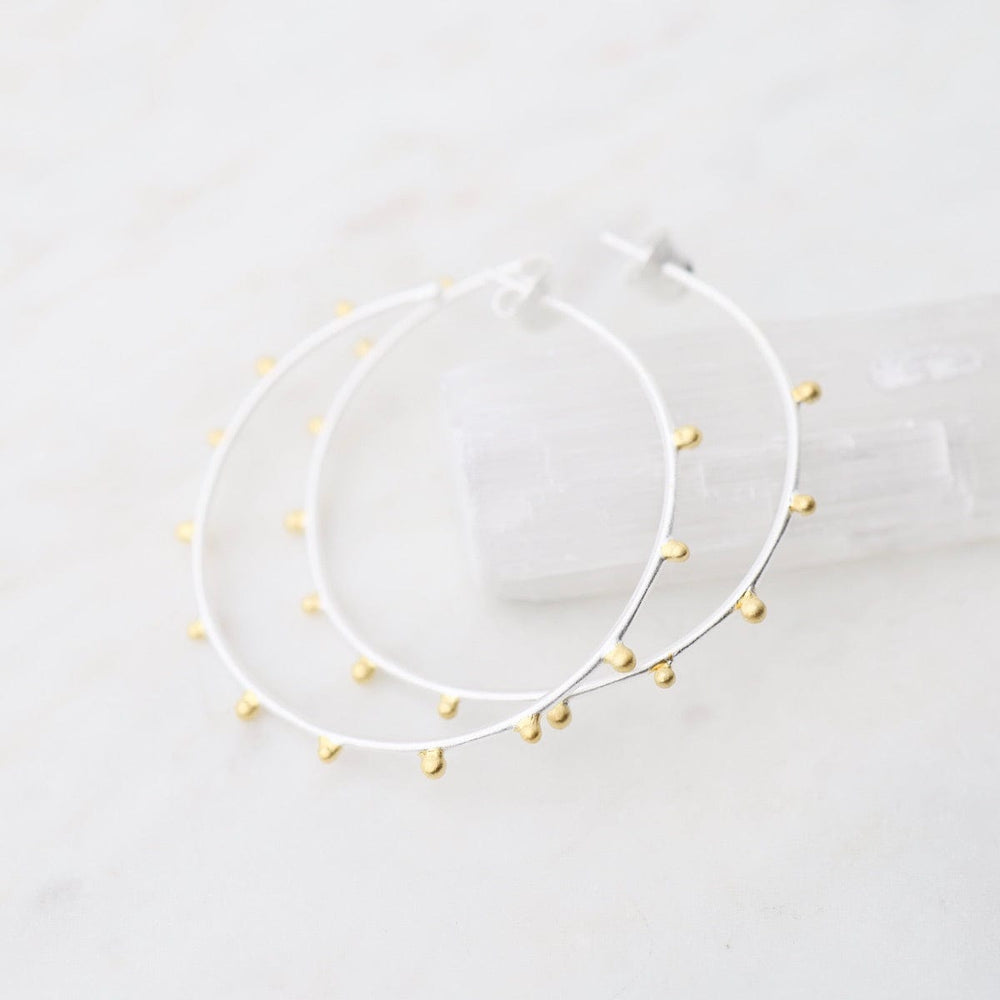 
                      
                        EAR Matte Silver Dotted Hoop Earrings - Large
                      
                    