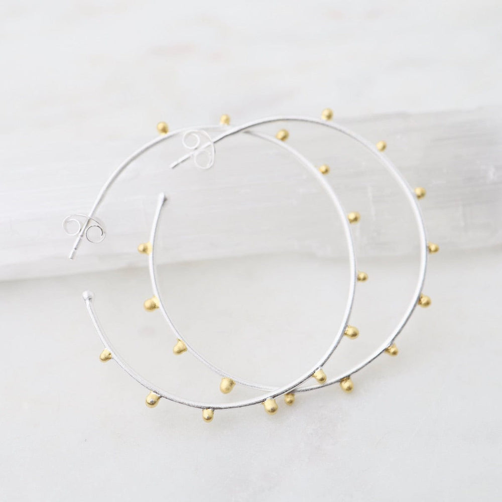 
                      
                        EAR Matte Silver Dotted Hoop Earrings - Large
                      
                    