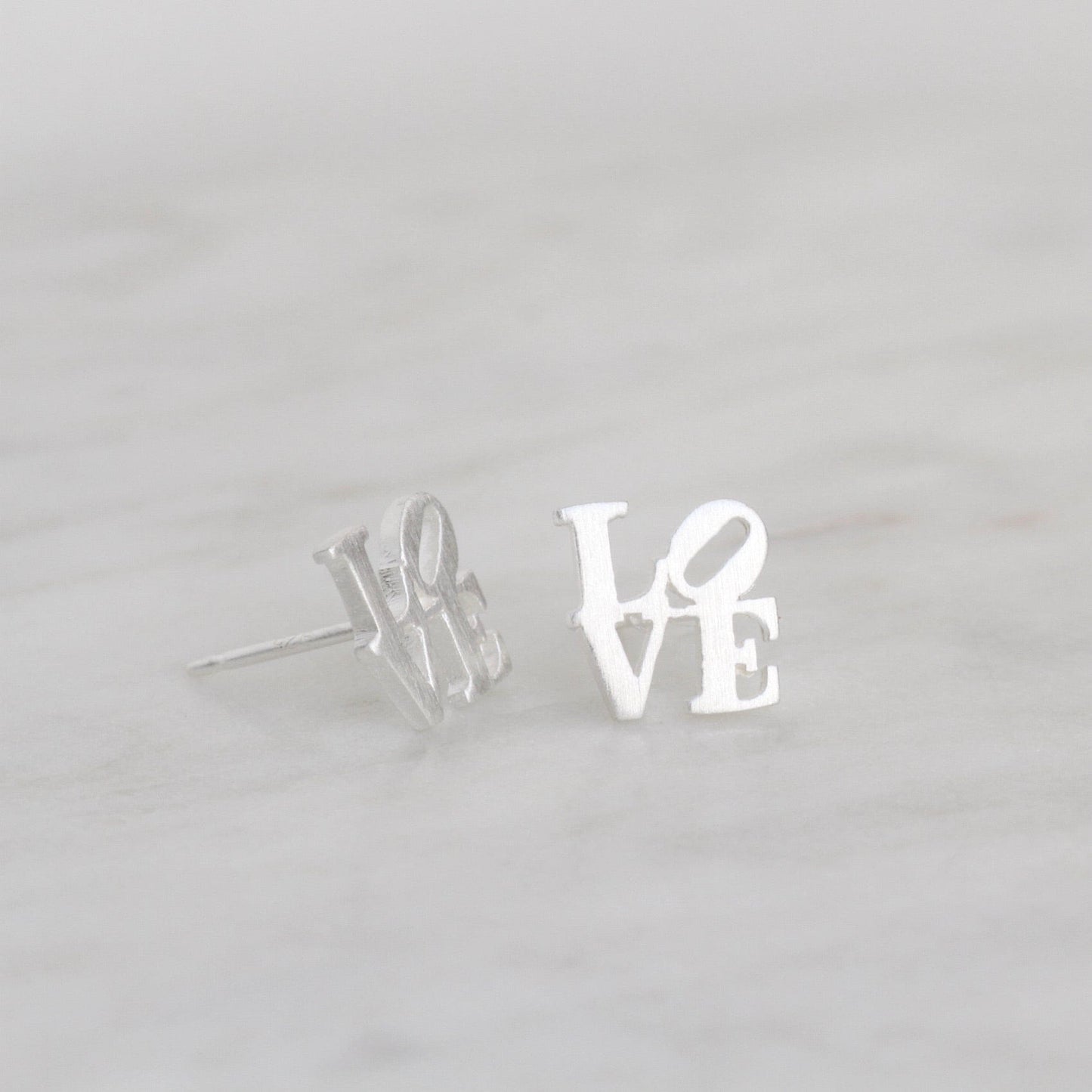 Heart Love Spoon Earrings (Silver) - 053a :