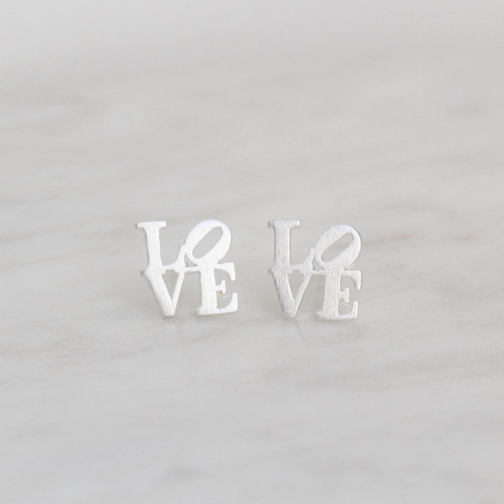 EAR Matte Silver LOVE Sculpture Stud Earrings