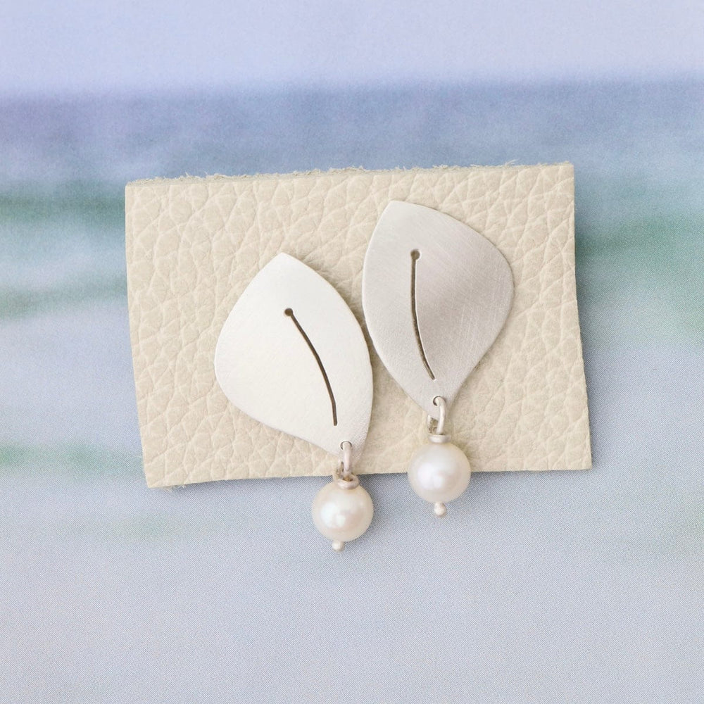 
                      
                        EAR Matte Silver Post Earrings with Pearl Drop
                      
                    