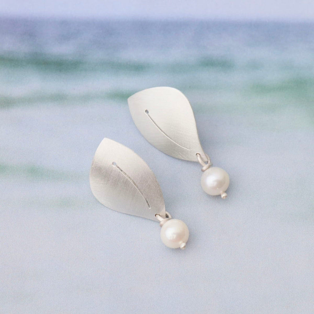 
                      
                        EAR Matte Silver Post Earrings with Pearl Drop
                      
                    