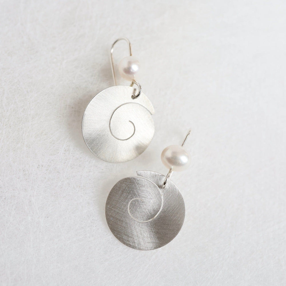 
                      
                        EAR Matte Silver Swirl Drop with White Pearl Earring
                      
                    