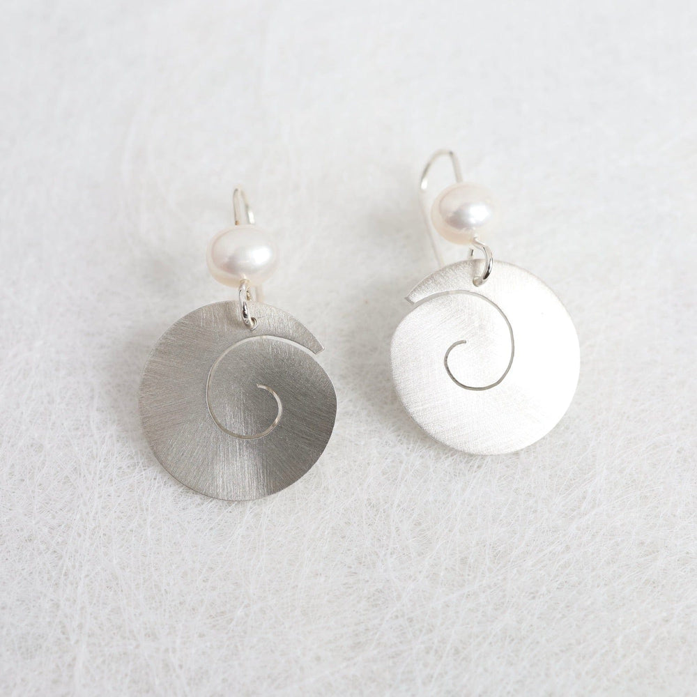 
                      
                        EAR Matte Silver Swirl Drop with White Pearl Earring
                      
                    