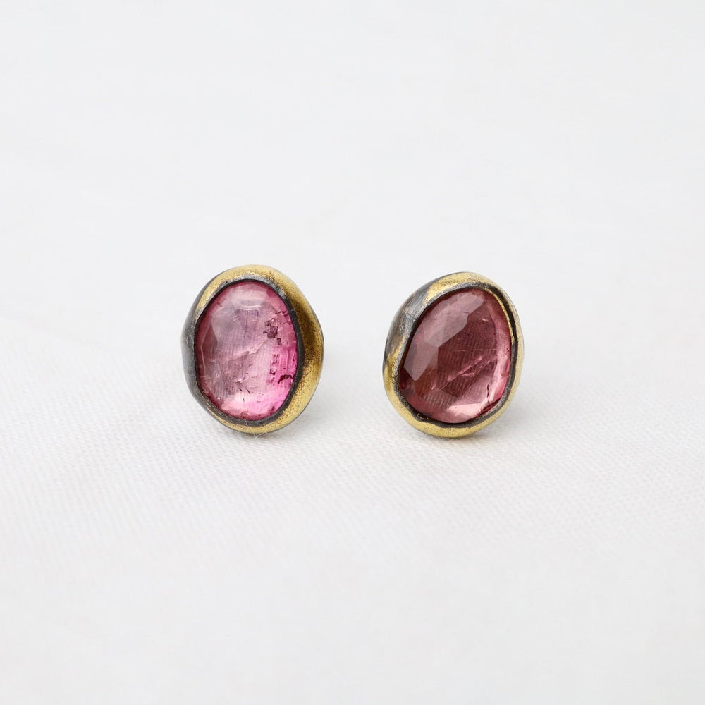 
                      
                        EAR Medium Crescent Rim Post Earrings with Pink Tourmaline
                      
                    