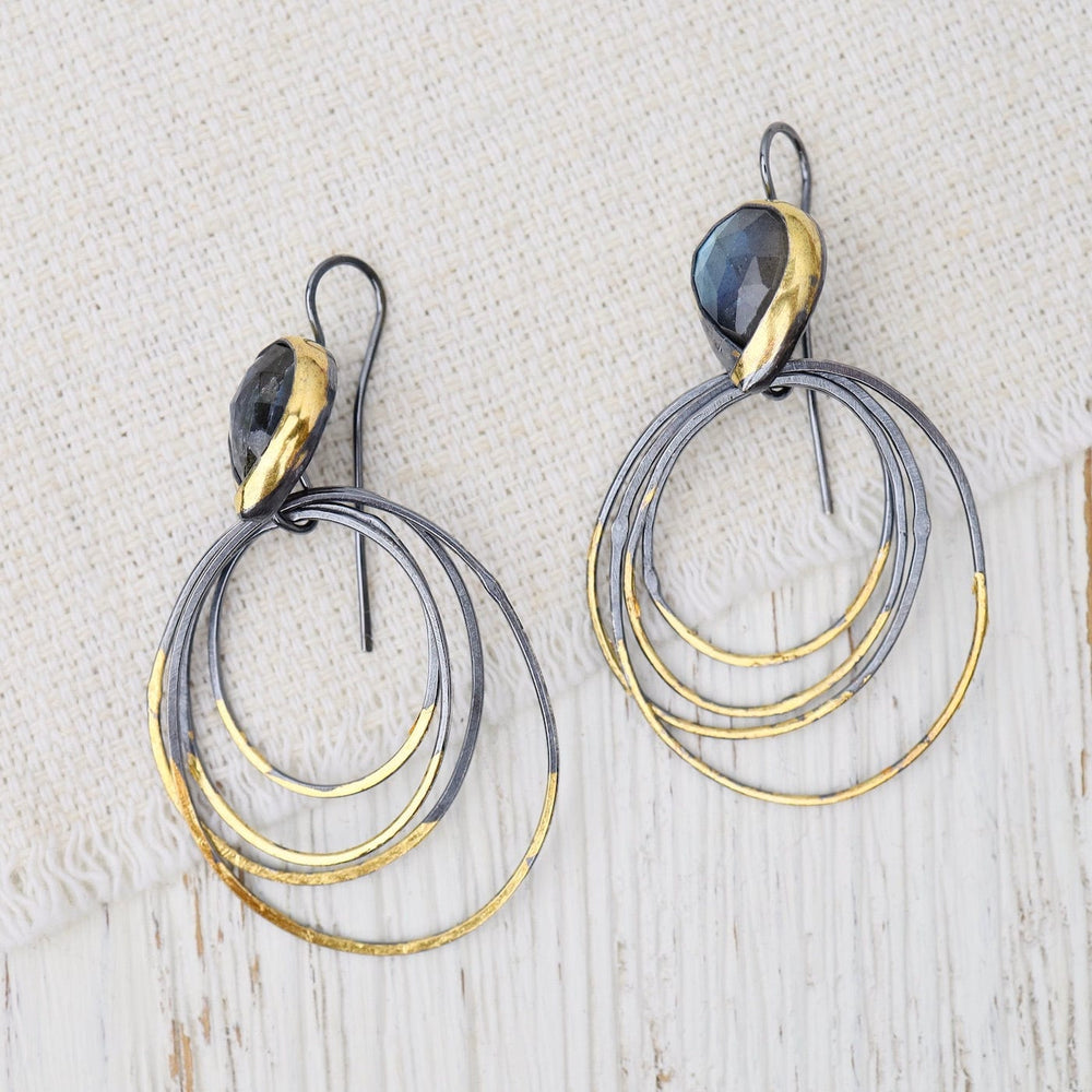 
                  
                    EAR Medium Ripple Rim Earrings with Labradorite
                  
                