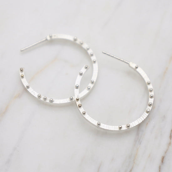 EAR Medium Scattered Dot Hoops in Polished Silver
