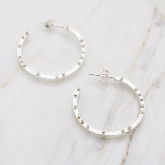 EAR Medium Scattered Dot Hoops in Polished Silver