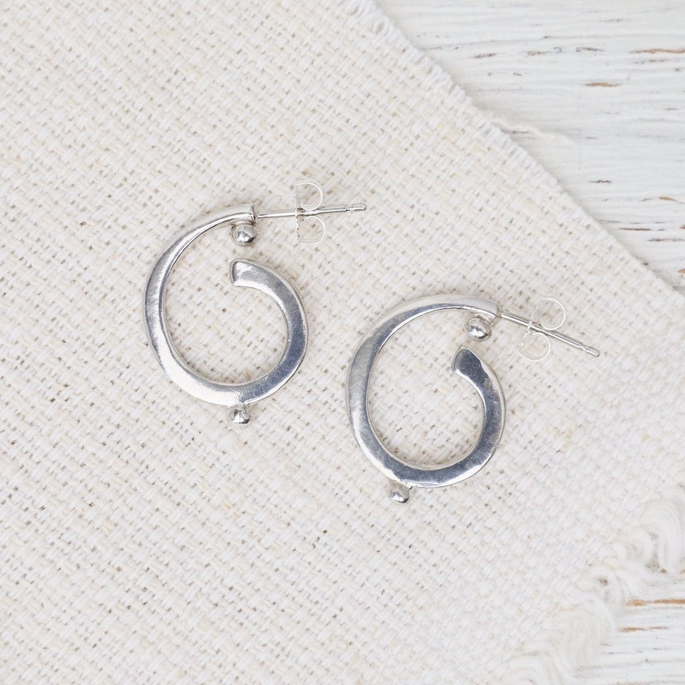 EAR Medium Silver Hoops with Ball