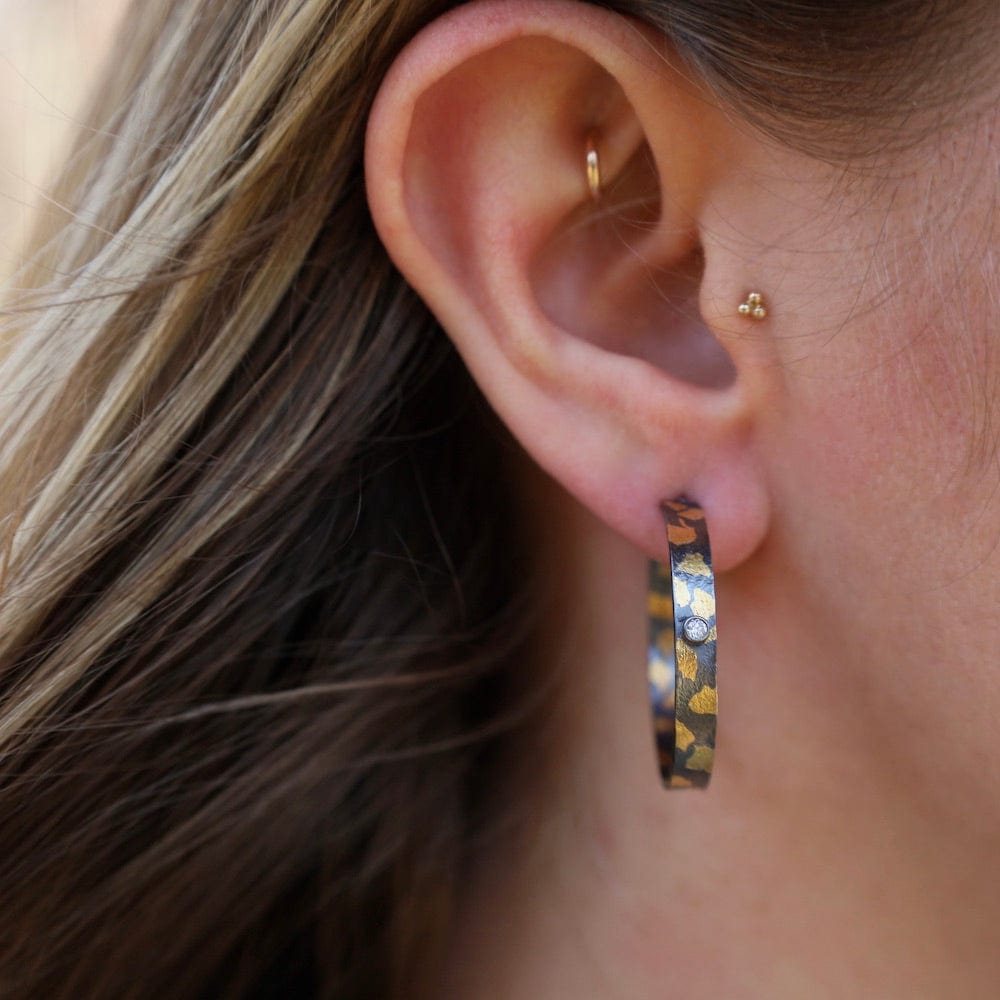 
                      
                        EAR Medium Speckled Hoops with Diamonds
                      
                    