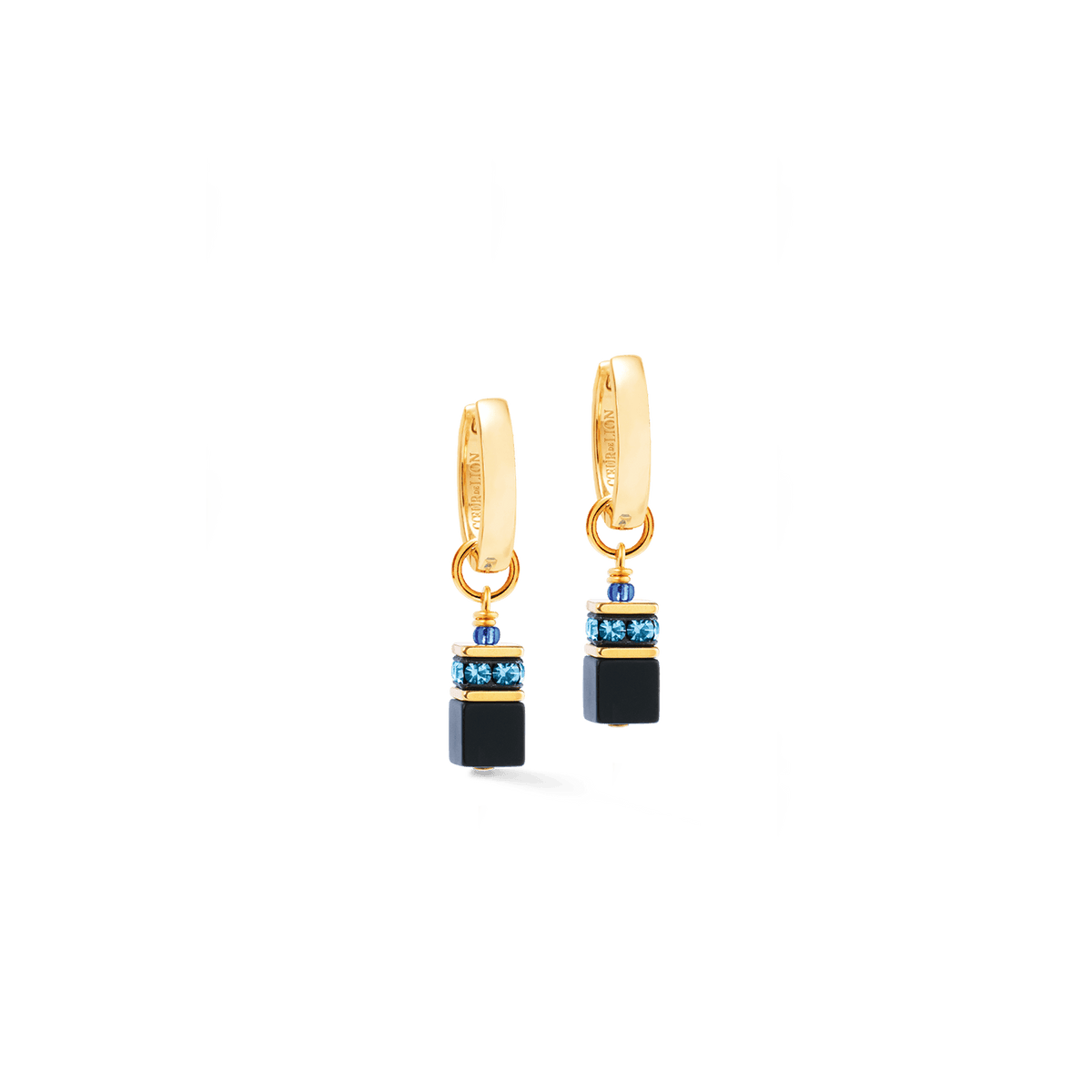 EAR Mighnight Geo Cube Precious Classic Hoop Earrings