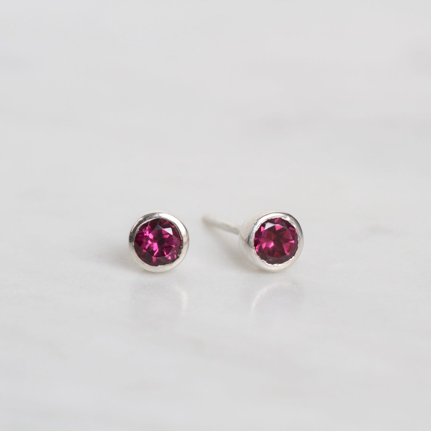 EAR Mini Rhodolite Garnet Dot Post Earrings