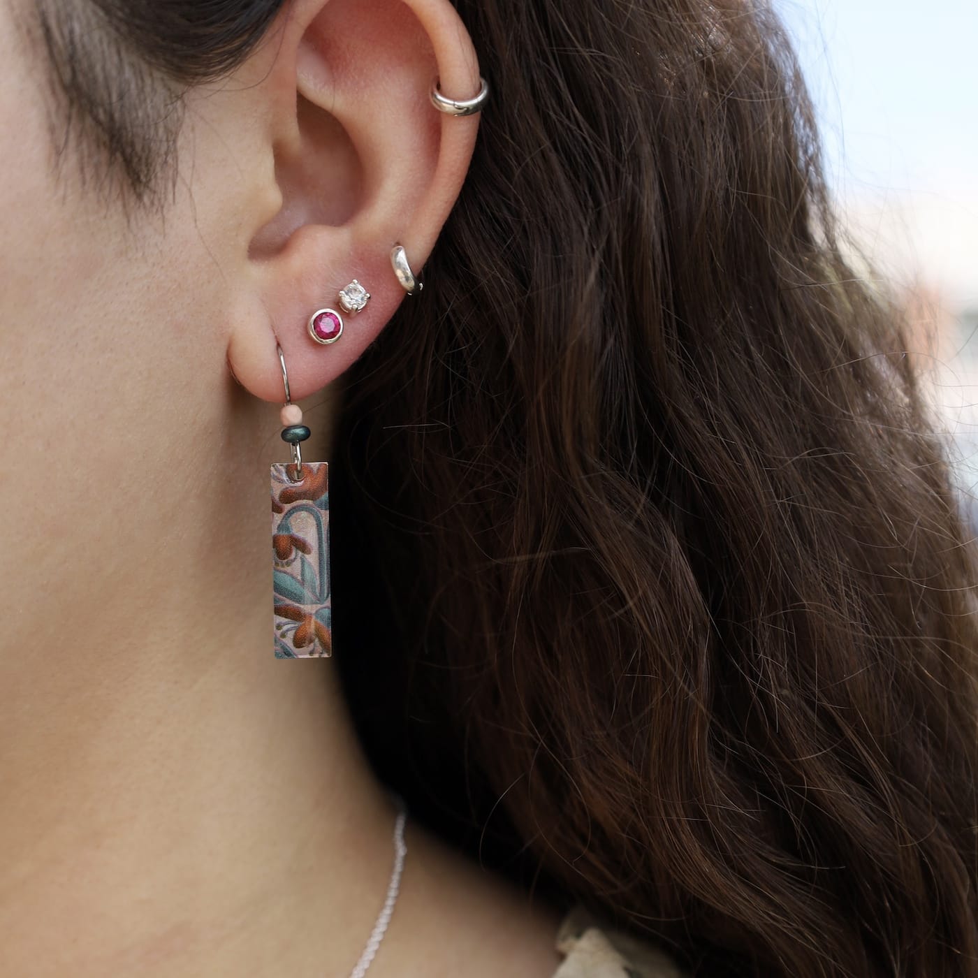 EAR Mini Synthetic Red Ruby Dot Post Earrings