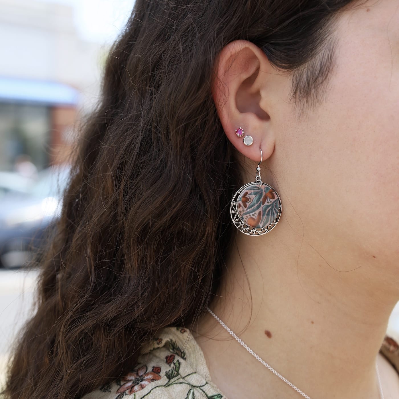 EAR Mini Synthetic Ruby Post Earrings