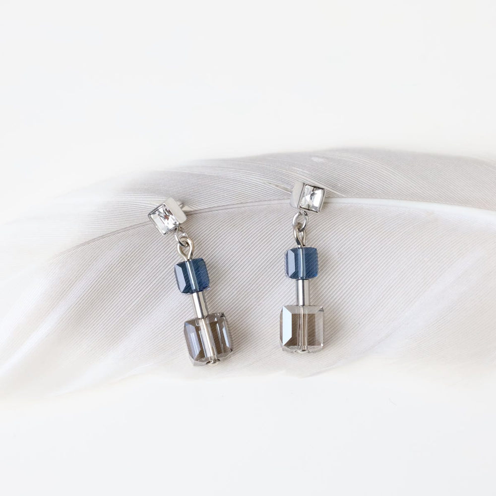 EAR Minimalist Blue Geo Cube Earring