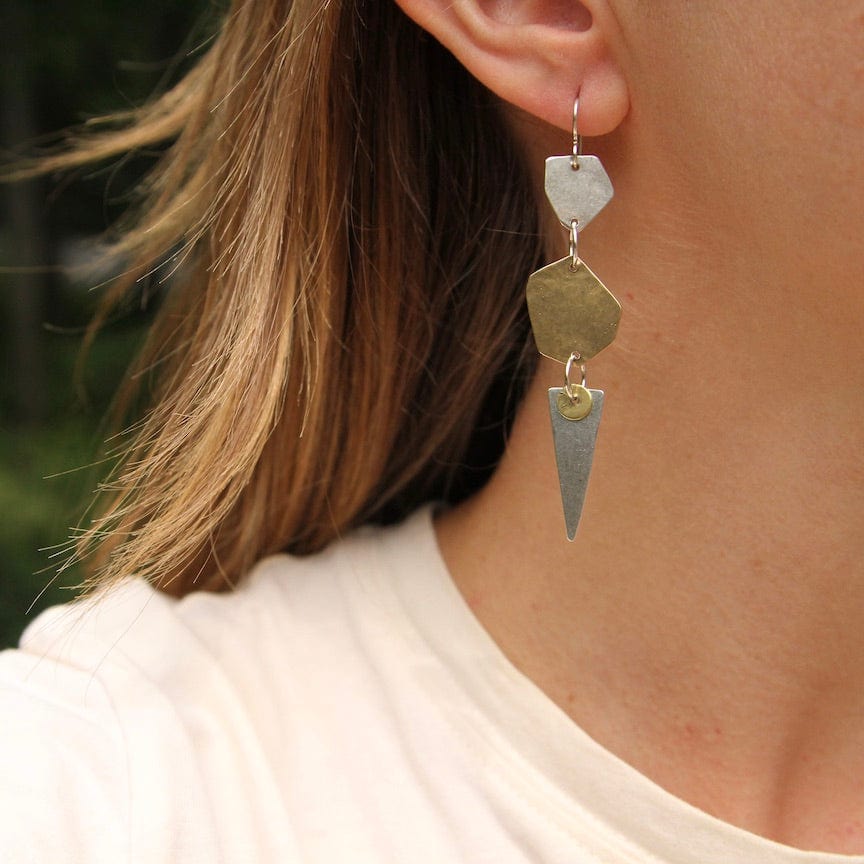 
                      
                        EAR Mis-Matched Geometric Brass and Silver Earrings
                      
                    