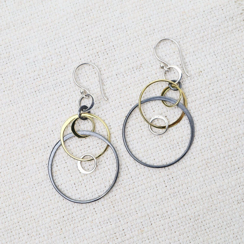 EAR Mixed Metal Floating Circle Earrings