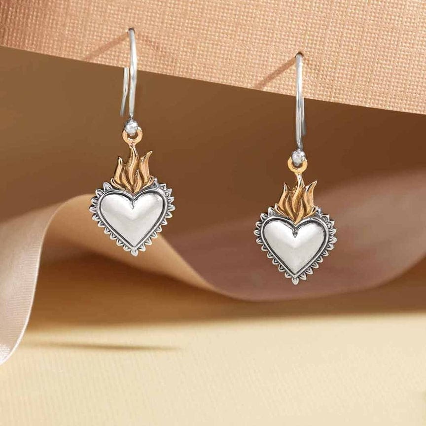 
                      
                        EAR Mixed Metal Heart with Bronze Flame Dangle Earrings
                      
                    