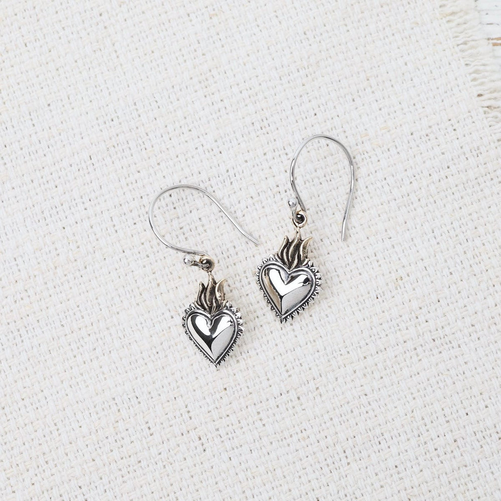 
                      
                        EAR Mixed Metal Heart with Bronze Flame Dangle Earrings
                      
                    