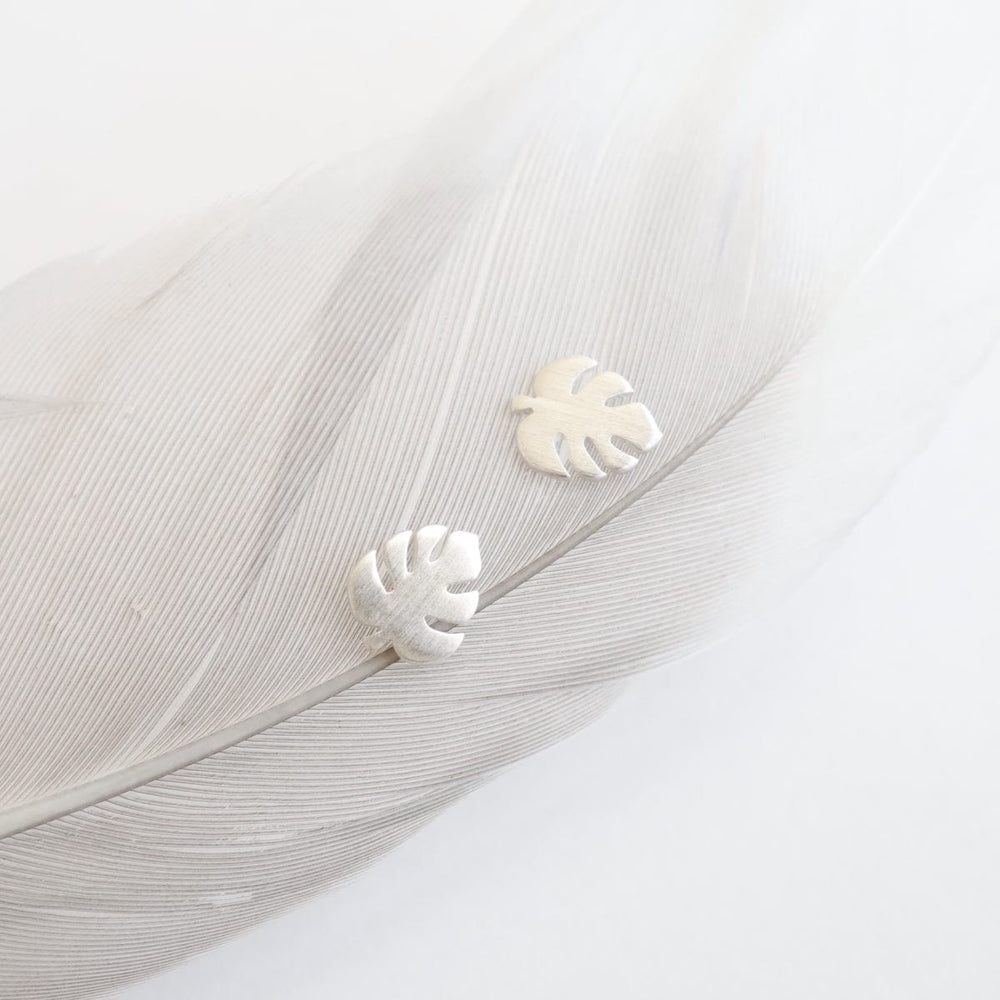 EAR Monstera Leaf Stud Earring - Brushed Sterling Silver