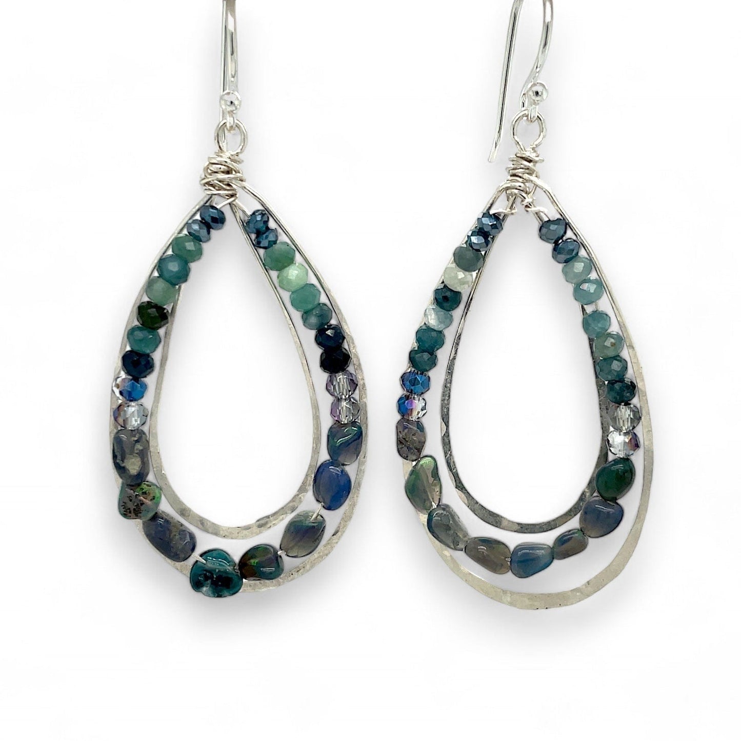 EAR Moody Blues Opal Channel Hoop Earrings