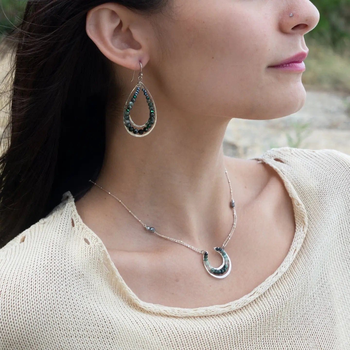 EAR Moody Blues Opal Channel Hoop Earrings