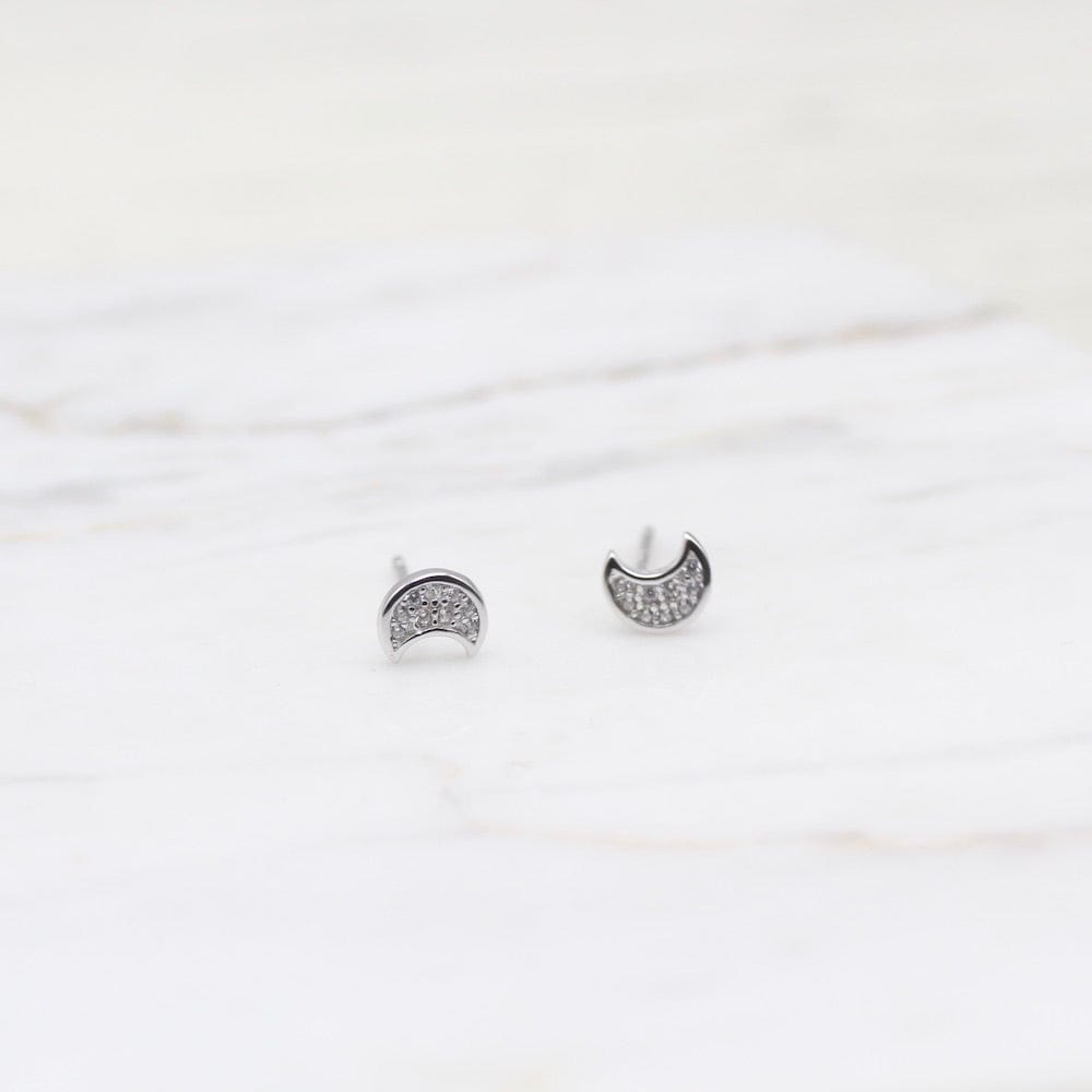 EAR Moon Studs -  Sterling Silver