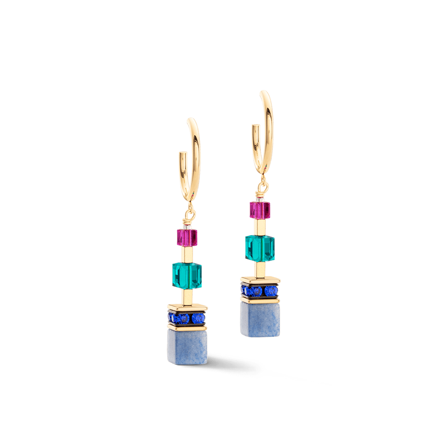 EAR Multicolor Precious GeoCube Iconic Hoop Earrings