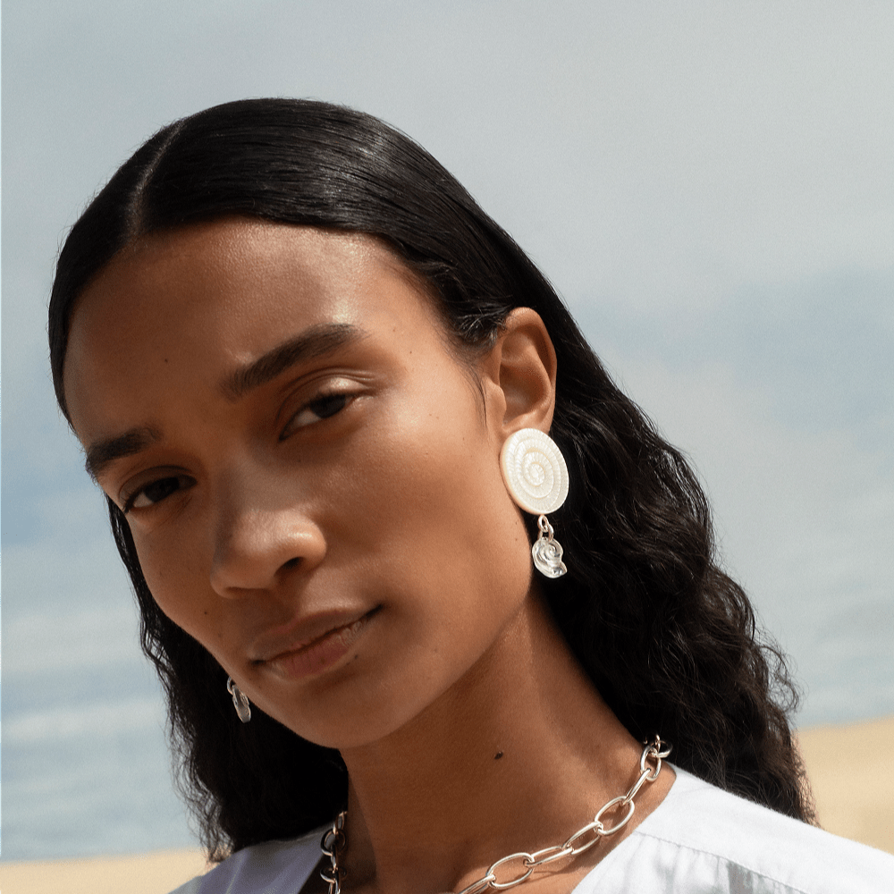 EAR Nautilus Clip-On Earrings White Mother of Pearl