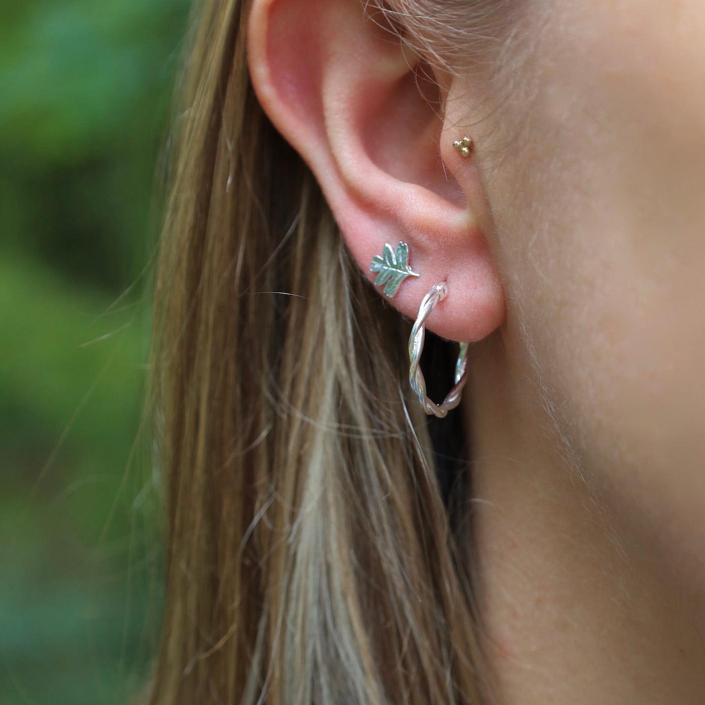 EAR Oak Leaf Stud Earrings - Sterling Silver