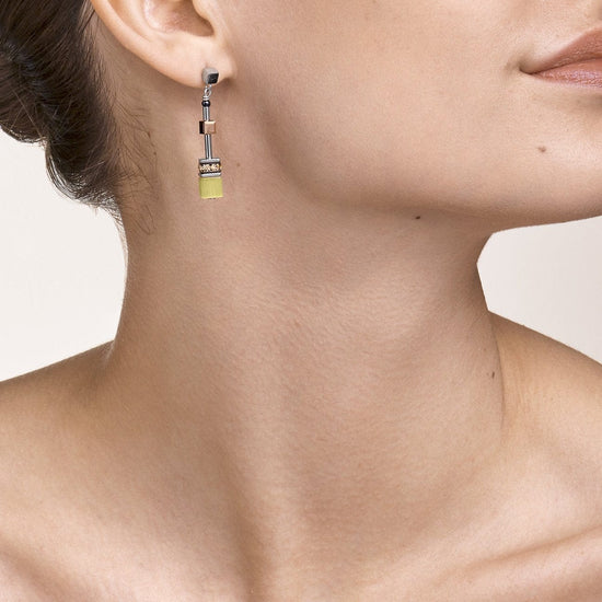 EAR Olive Peach Geo Cube Earrings