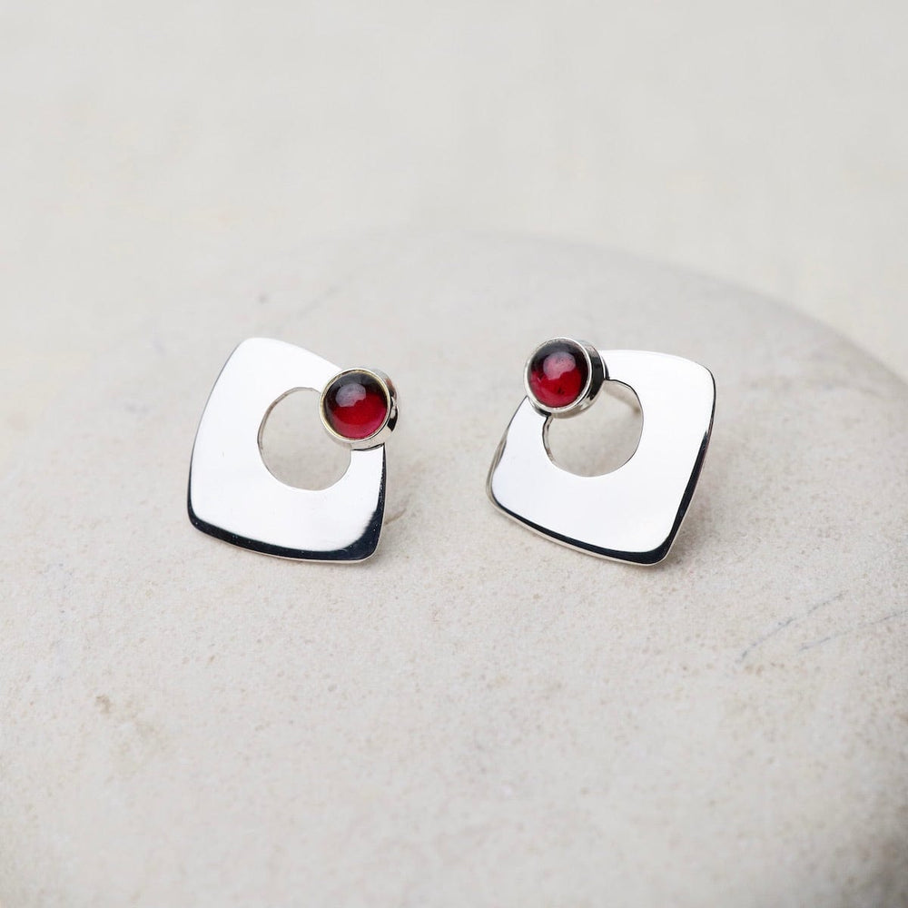 
                  
                    EAR Open Triangle Post Earrings with Garnet
                  
                